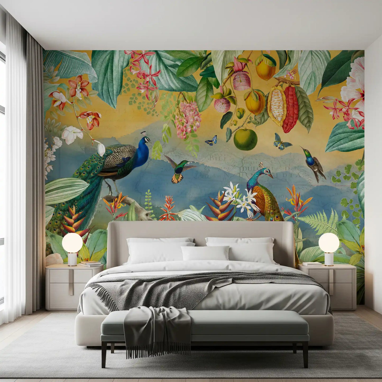 Botanical Peacock Paradise Expedition Wall Mural