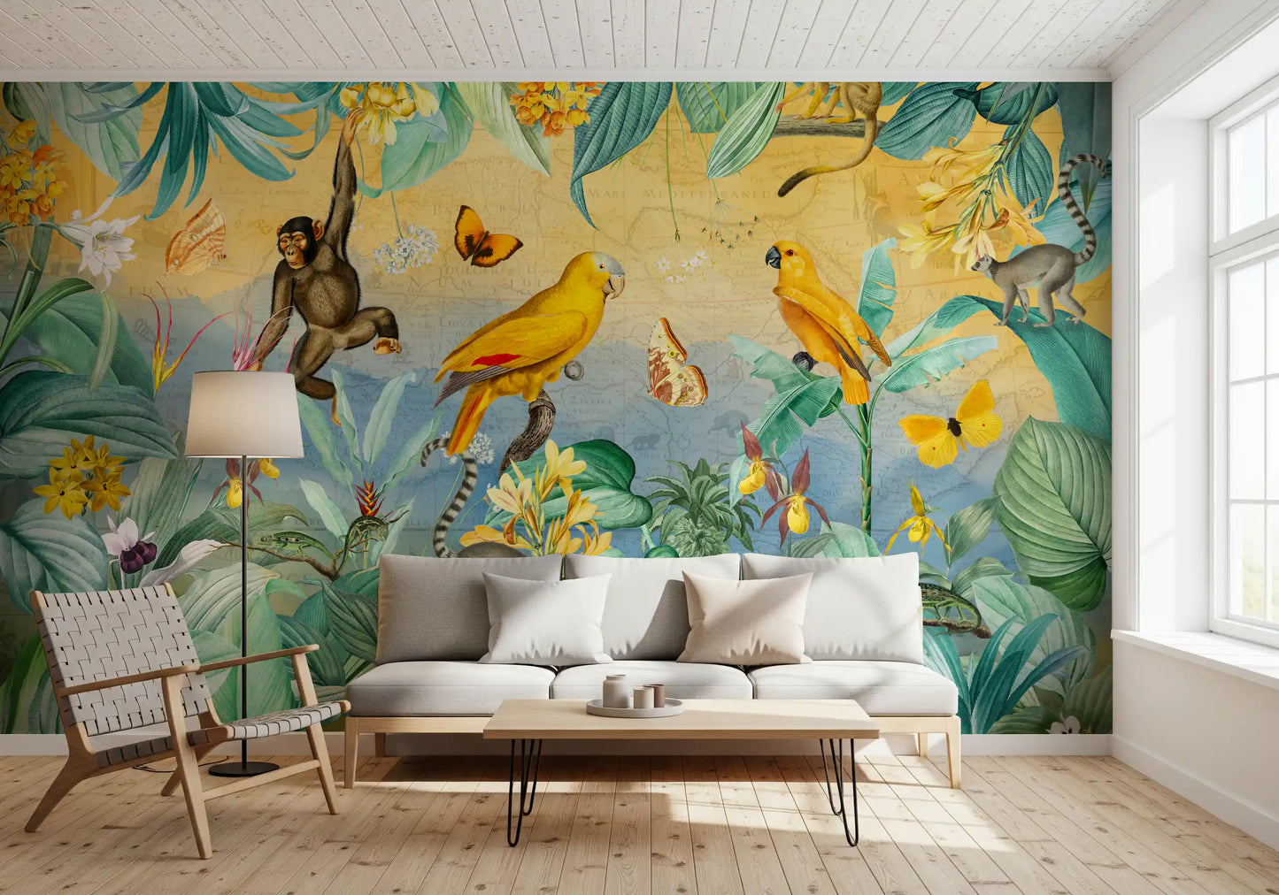 Botanical Jungle Adventure Scene Wall Mural