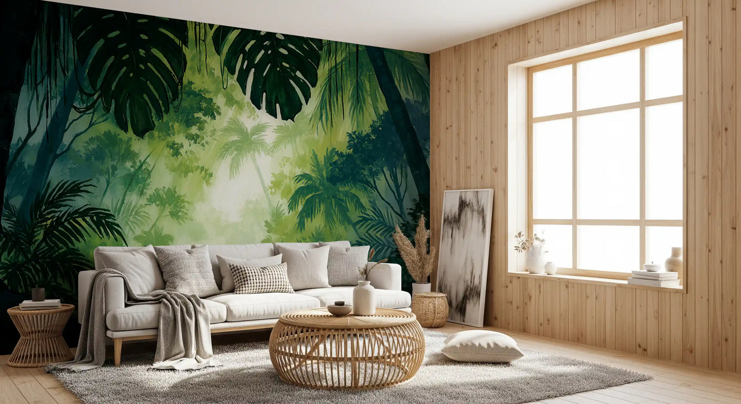 Misty Tropical Rainforest Canopy Wall Mural