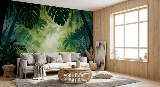 Misty Tropical Rainforest Canopy Wall Mural