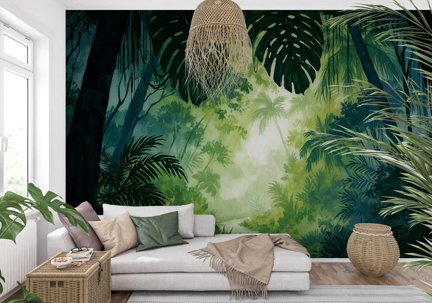 Misty Tropical Rainforest Canopy Wall Mural