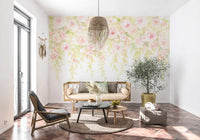 Soft Blush Rose Cascades Wall Mural
