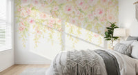 Soft Blush Rose Cascades Wall Mural