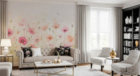 Soft Watercolor Poppy Meadow Wall Mural