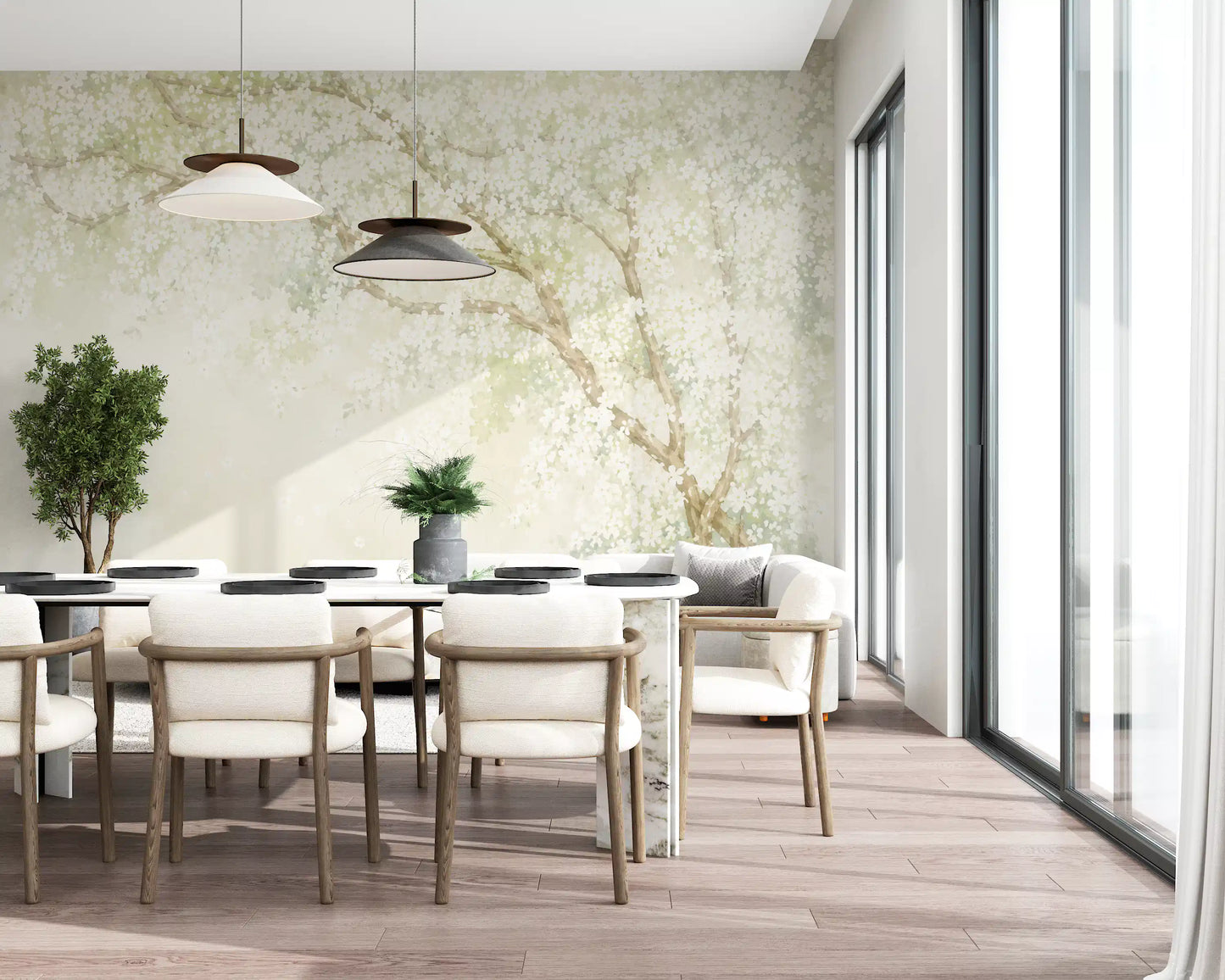 Misty Spring Orchard Canopy Wall Mural