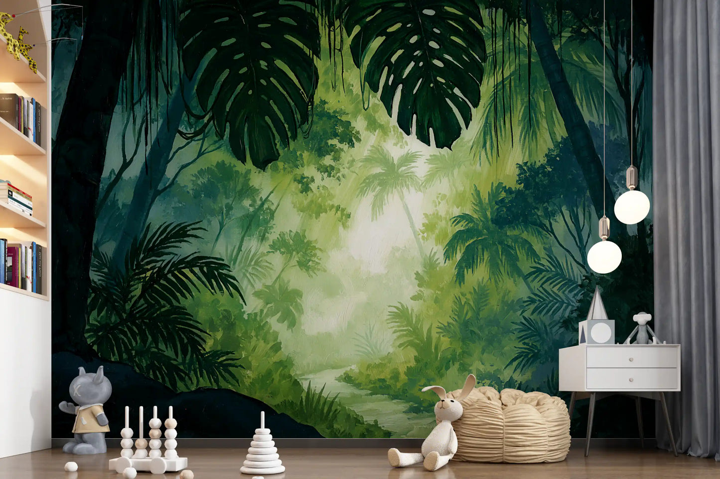 Verdant Tropical Forest Glade Wall Mural