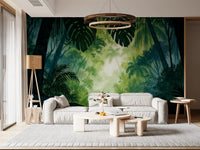 Verdant Tropical Forest Glade Wall Mural