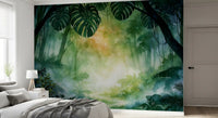 Sunlit Emerald Foliage Impression Wall Mural