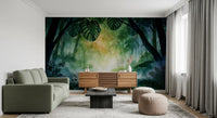 Sunlit Emerald Foliage Impression Wall Mural