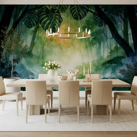 Sunlit Emerald Foliage Impression Wall Mural