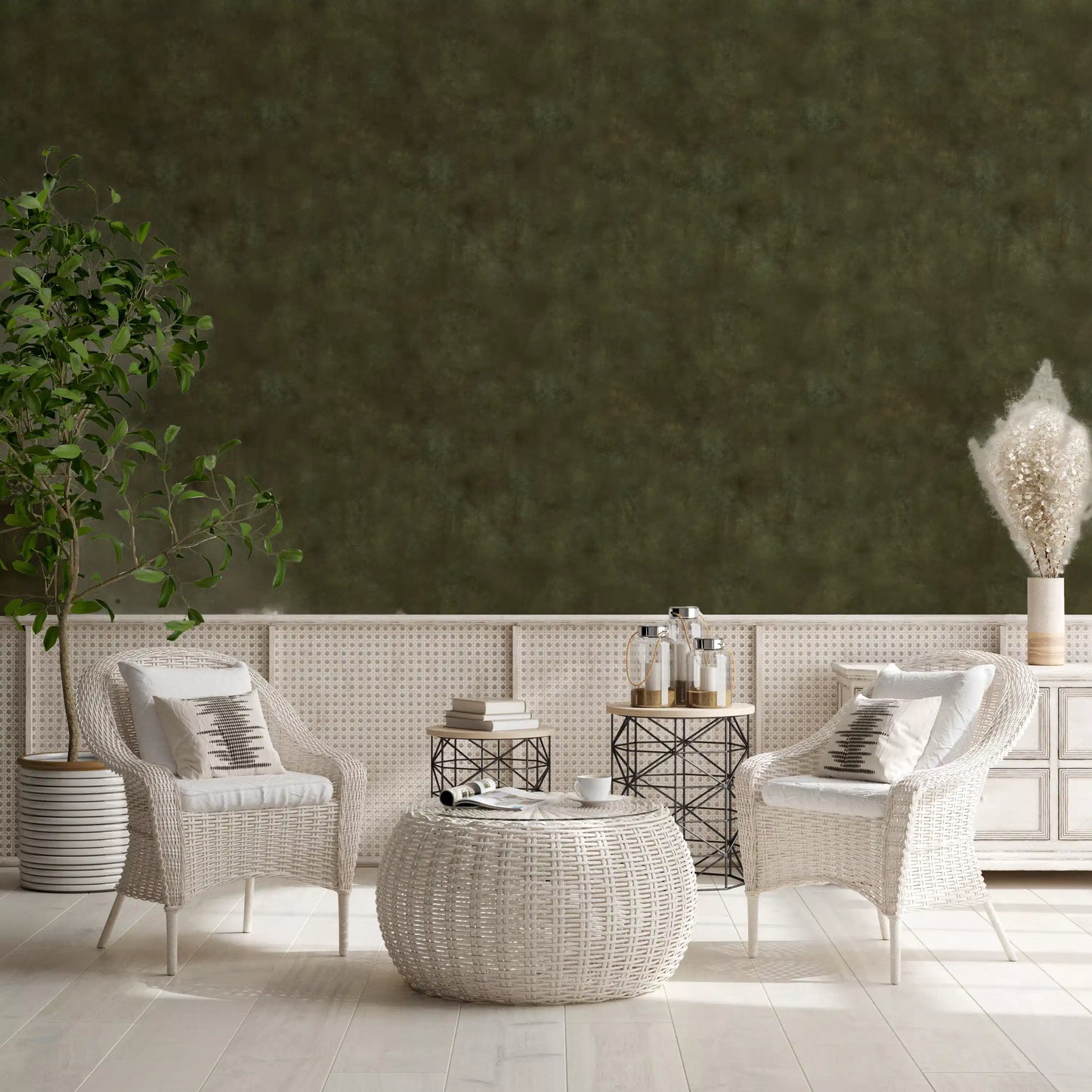 Painterly - Olive Wallpaper⁠