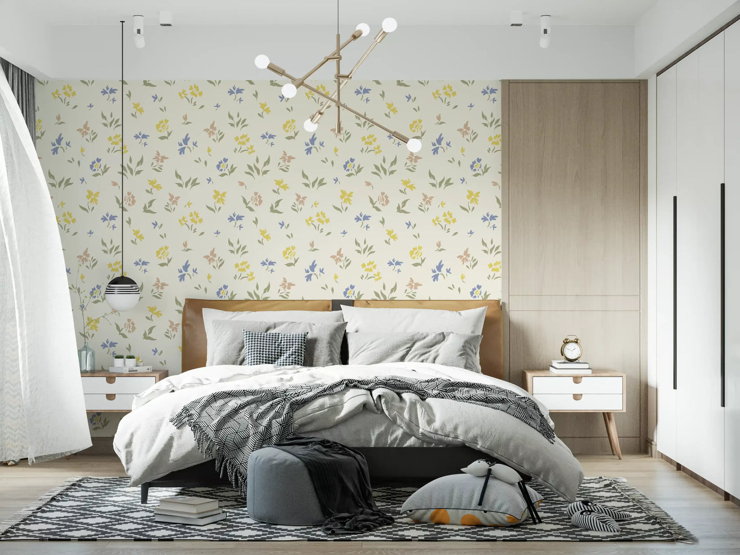 Pastel Blossom Flowers Subtle Nursery Deign Wallpaper⁠