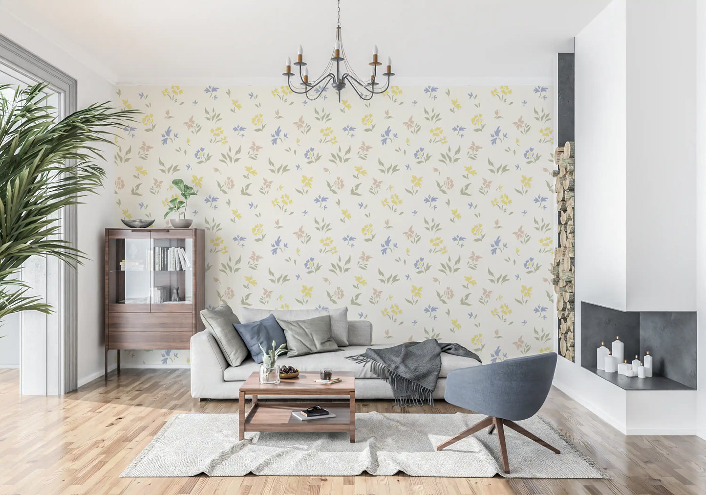Pastel Blossom Flowers Subtle Nursery Deign Wallpaper⁠