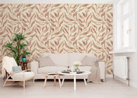 Abstract Painted Leaf Swirls Wallpaper⁠