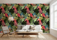 Vibrant Tropical Jungle Foliage Pattern Wallpaper⁠
