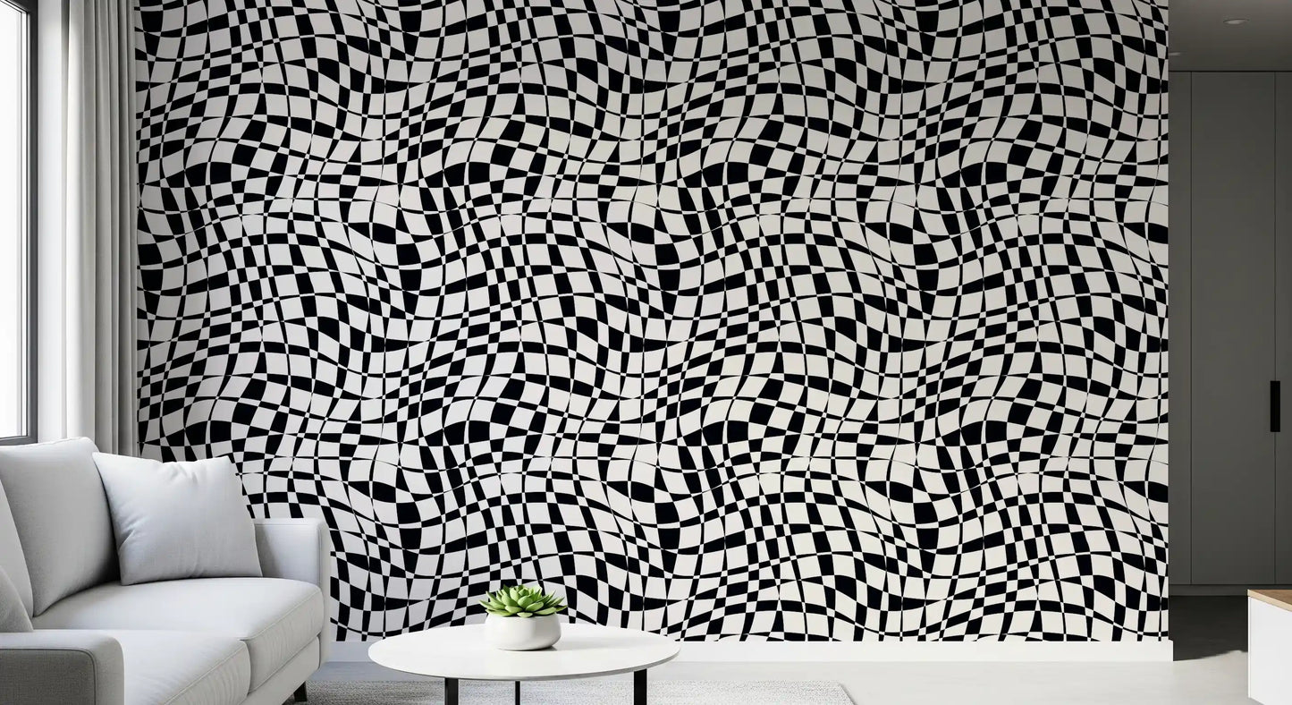 Warped Monochrome Checkerboard Wallpaper⁠
