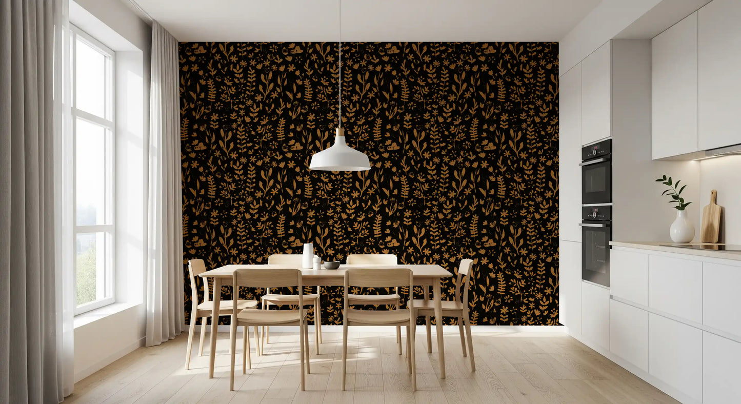 Rustic Earthy Botanical Sketch Wallpaper⁠