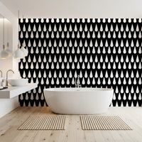 Minimalist Monochrome Raindrop Pattern Wallpaper⁠