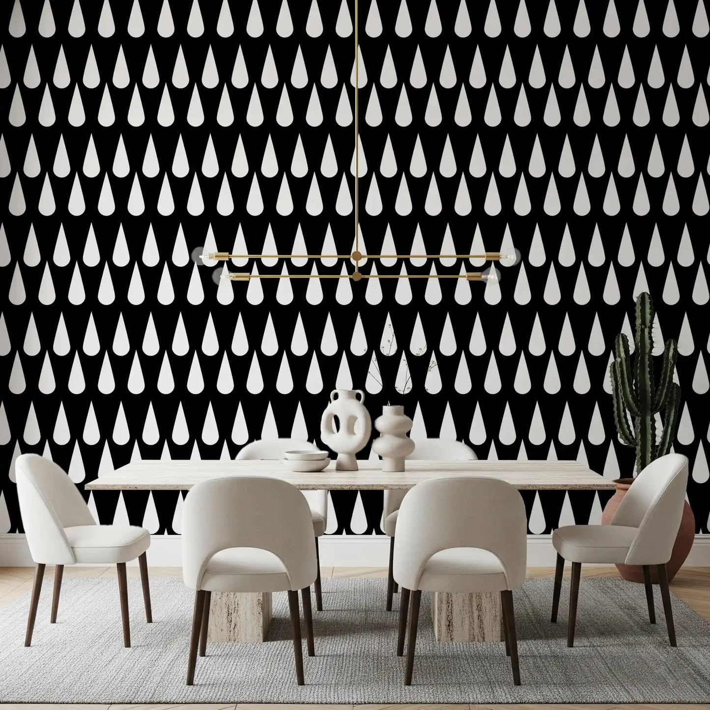 Minimalist Monochrome Raindrop Pattern Wallpaper⁠