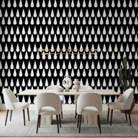Minimalist Monochrome Raindrop Pattern Wallpaper⁠