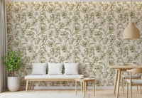 Vintage Botanical Line Art Floral Wallpaper⁠
