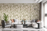 Vintage Botanical Line Art Floral Wallpaper⁠