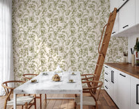 Vintage Botanical Line Art Floral Wallpaper⁠