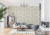 Vintage Botanical Line Art Floral Wallpaper⁠