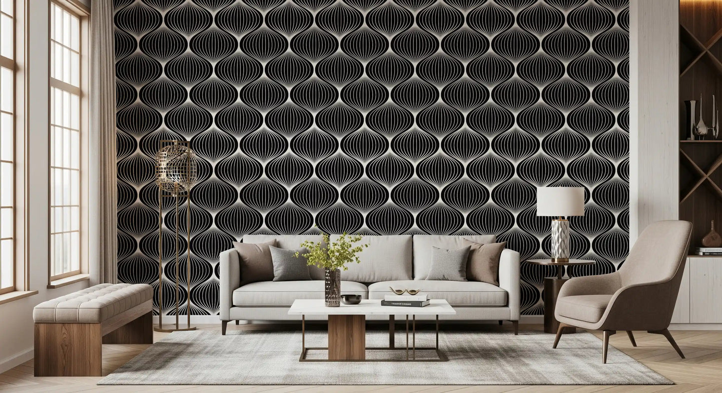 Monochrome Geometric Arcs Wallpaper⁠