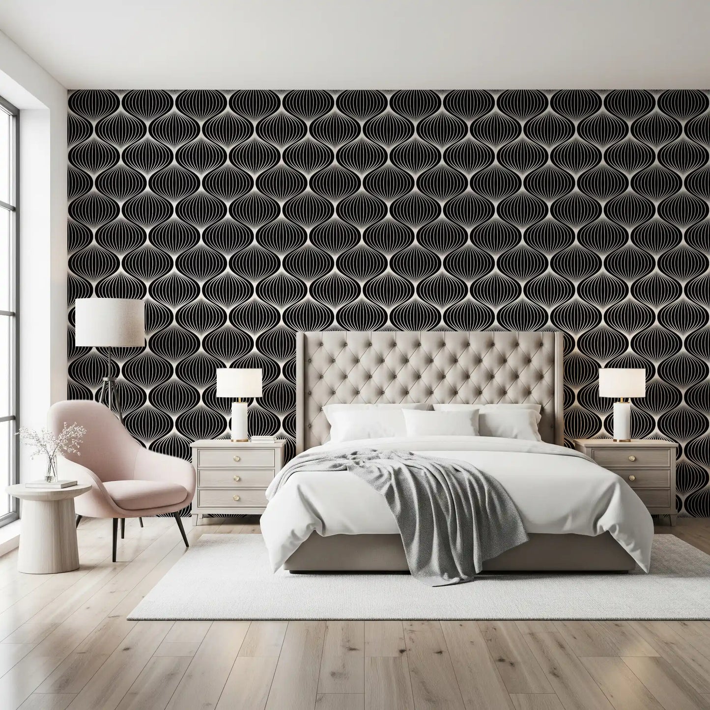 Monochrome Geometric Arcs Wallpaper⁠