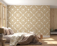 Golden Geometric Interlocking Pattern Wallpaper⁠