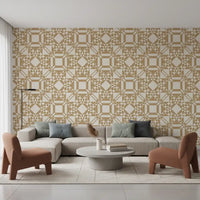 Golden Geometric Interlocking Pattern Wallpaper⁠