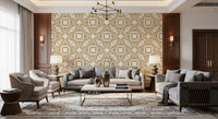 Golden Geometric Interlocking Pattern Wallpaper⁠