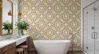 Golden Geometric Interlocking Pattern Wallpaper⁠