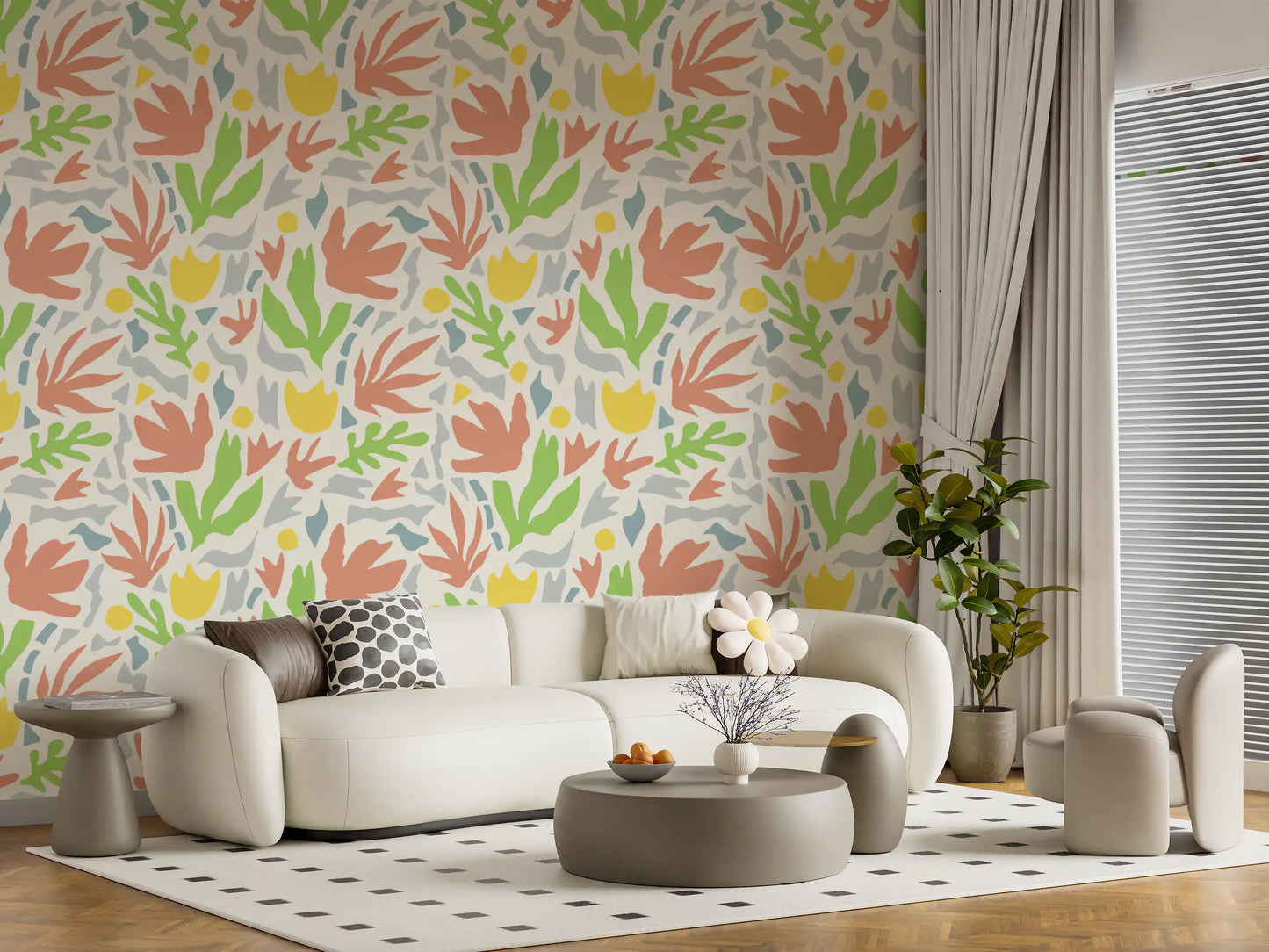 Abstract Matisse Inspired Botanical Cutouts Wallpaper⁠