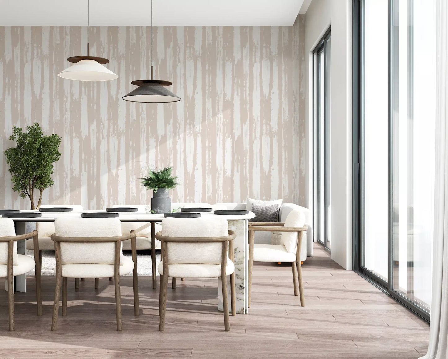 Creamy Brushstroke Stripes Wallpaper⁠