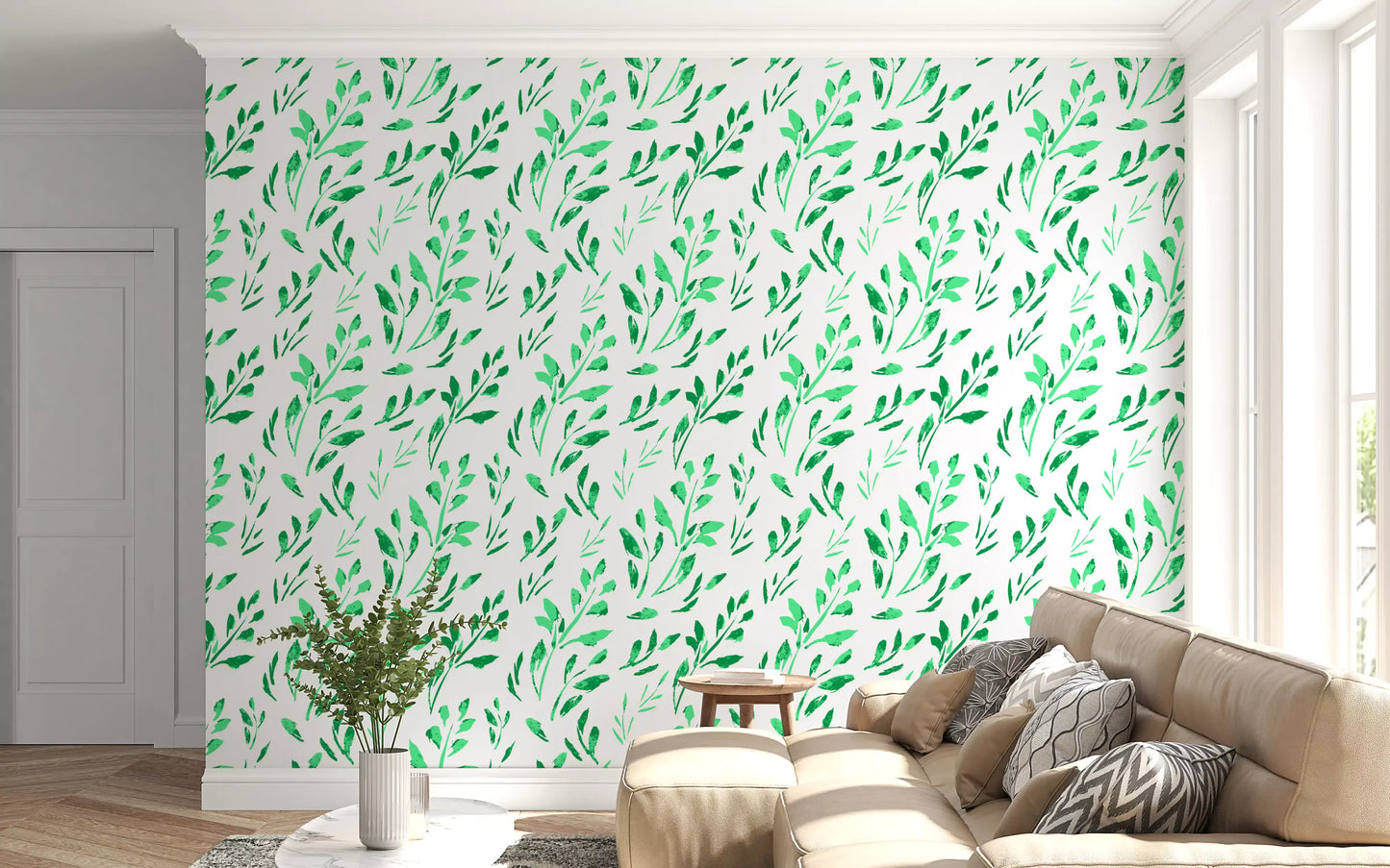 Hand-Drawn Greenery Garden Wallpaper⁠