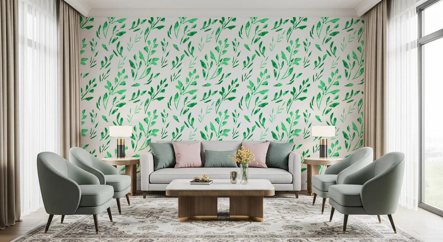 Hand-Drawn Greenery Garden Wallpaper⁠