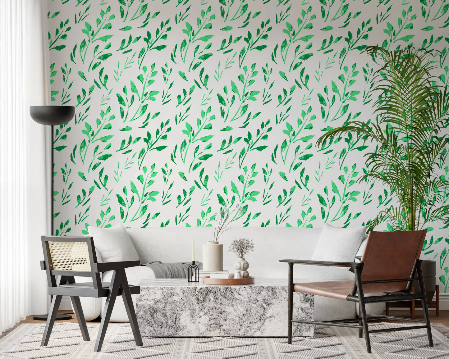 Hand-Drawn Greenery Garden Wallpaper⁠
