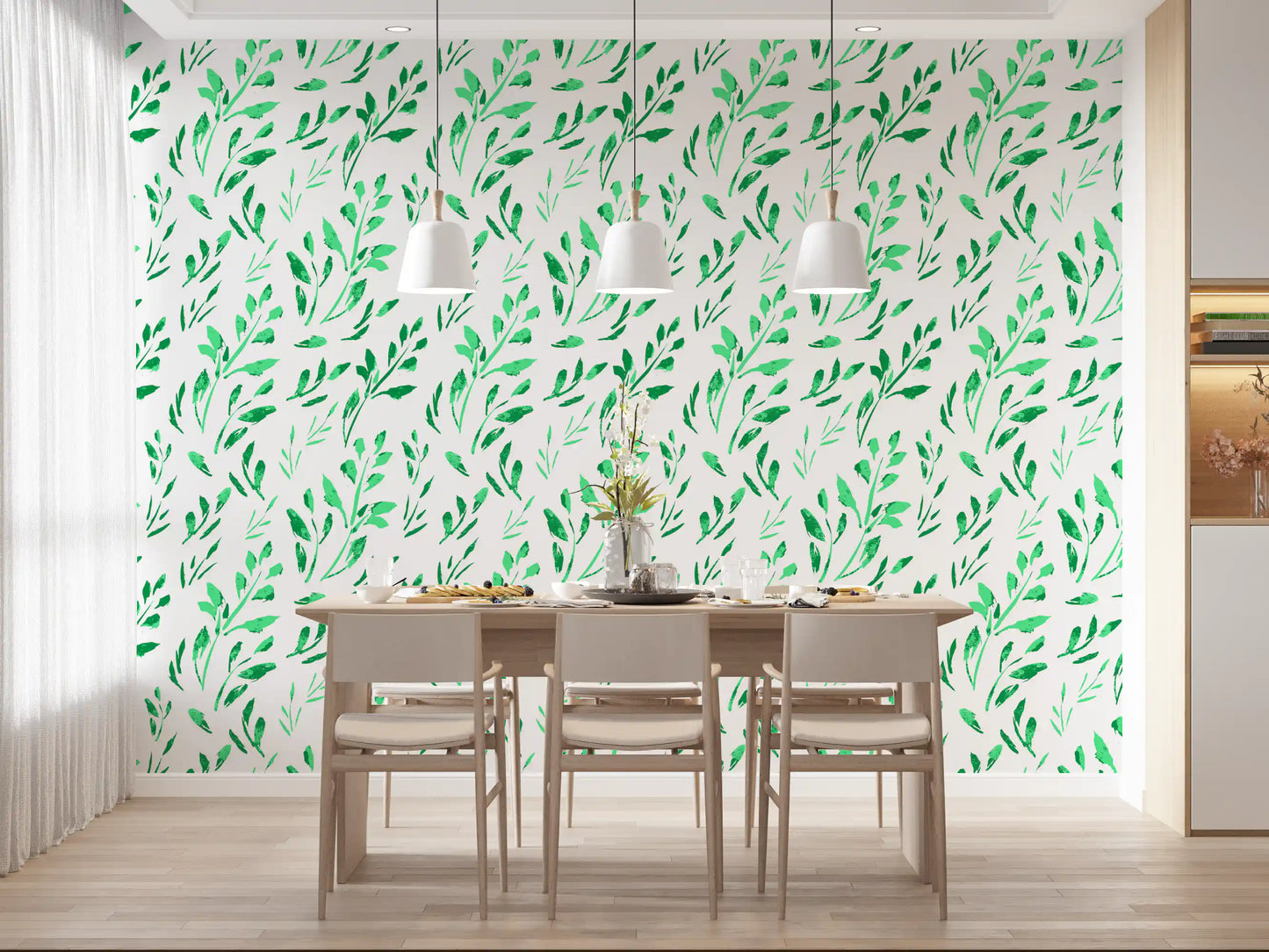 Hand-Drawn Greenery Garden Wallpaper⁠