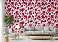 Vibrant Fuchsia Brushstroke Floral Wallpaper⁠