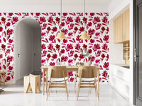 Vibrant Fuchsia Brushstroke Floral Wallpaper⁠