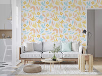Abstract Pastel Botanical Motif Wallpaper⁠