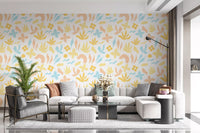 Abstract Pastel Botanical Motif Wallpaper⁠