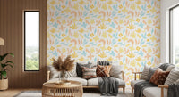 Abstract Pastel Botanical Motif Wallpaper⁠