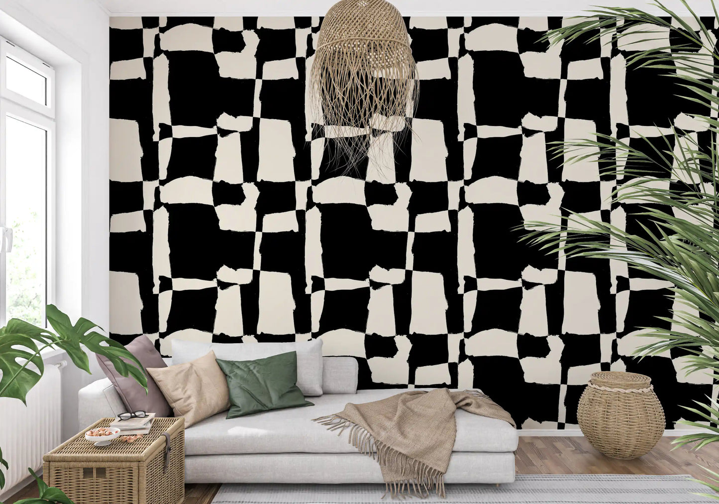 Hand-Drawn Monochrome Blocks Wallpaper⁠