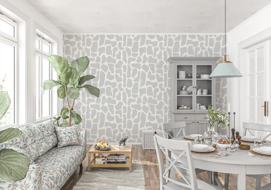 Minimalist Stone Mosaic softens the wallpaper in a calm living room GD11604