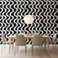 Abstract Painted Wave Motif Wallpaper⁠