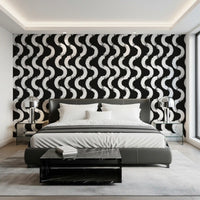Abstract Painted Wave Motif Wallpaper⁠
