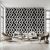 Abstract Painted Wave Motif Wallpaper⁠